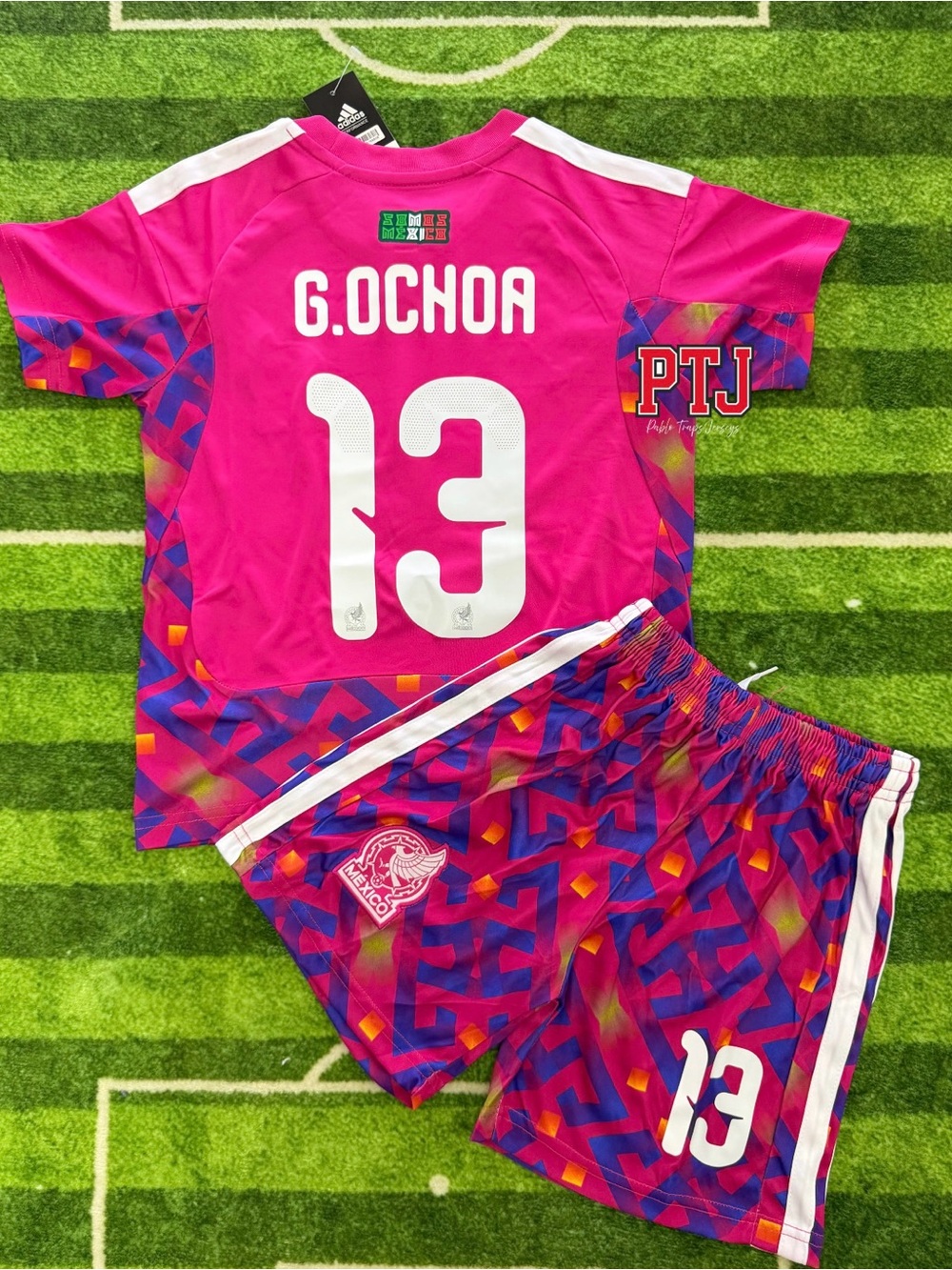 Mexico Kids Pink Ochoa Soccer Jersey Set